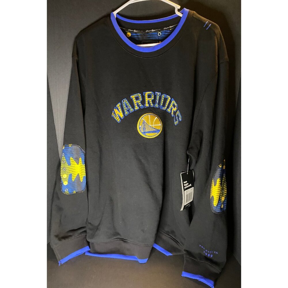 Golden State Warriors Elbow Patch Mens 2XL Crew Pullover Sweater NBA TwoHype NWT